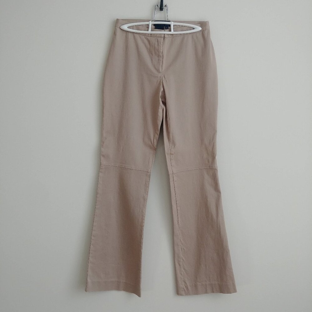 Tristan & Iseut 4 cotton spandex light tan pants knee seam bootcut